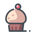 pastel color style cupcake with a berry icon