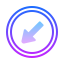 gradient style circled down left arrow icon
