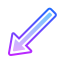 gradient style down left arrow icon