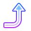gradient style rightward up arrow icon