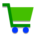 papercut style shopping cart icon