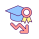 education quality decreasing icon