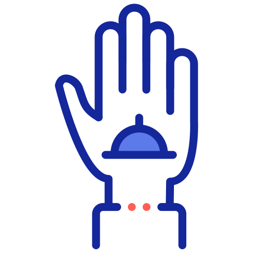 Volunteer hands helping with food distribution icon