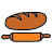doodle style 빵과 롤링 핀 icon