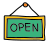 doodle style open sign icon