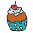 doodle style cupcake with a berry icon