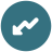 infographic style down left arrow icon