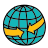 doodle style meeting arrows globe icon