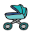 doodle style baby stroller icon
