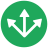 infographic style split three ways icon