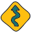 doodle style left winding road sign icon