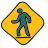doodle style person walking road sign icon