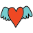 doodle style winged heart icon