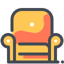 pastel color style sleeper chair icon