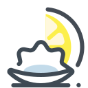 pastel color style oysters with lemon icon