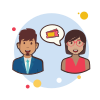bubbles style couple cinema tickets icon
