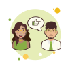 bubbles style couple pointing finger icon