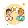 bubbles style couple shopping bag icon