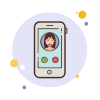 bubbles style brunette girl phone call icon