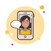 bubbles style girl with glasses messaging icon