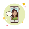 bubbles style long hair girl messaging icon