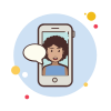 bubbles style short curly hair girl messaging icon