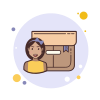 bubbles style brown hair girl product box icon
