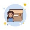 bubbles style long curly hair girl product box icon