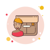 bubbles style short curly hair girl product box icon