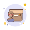 bubbles style short hair girl with glasses product box icon