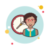 bubbles style lady with a clock icon