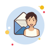 bubbles style lady with mail icon
