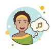 Short Curly Hair Girl Musical Notes icon