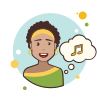 bubbles style short curly hair girl musical notes icon