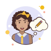 bubbles style short curly hair lady pencil icon