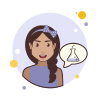 bubbles style girl and chemical test tube icon