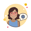 bubbles style girl and globe icon