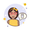 bubbles style girl and smartphone icon