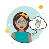 bubbles style girl with smartphone icon