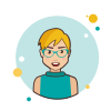 Blond Short Hair Lady With Blue Glasses icon