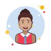 bubbles style brown curly hair business lady icon