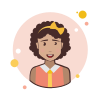 bubbles style marrón pelo rizado mujer de negocios con arco icon