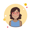 bubbles style brown curly hair lady with glasses icon