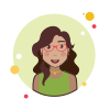 bubbles style brown curly hair lady in green shirt icon