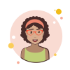 bubbles style brown curly hair lady in light green shirt icon