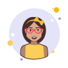 bubbles style brown hair lady with bow and glasses icon