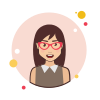bubbles style brown long hair lady with red glasses icon
