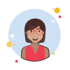bubbles style brown short hair lady in red shirt icon