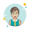 bubbles style graue haare business lady mit grünen gläsern icon