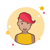 Rote kurze Haar-Dame im gelben Hemd icon